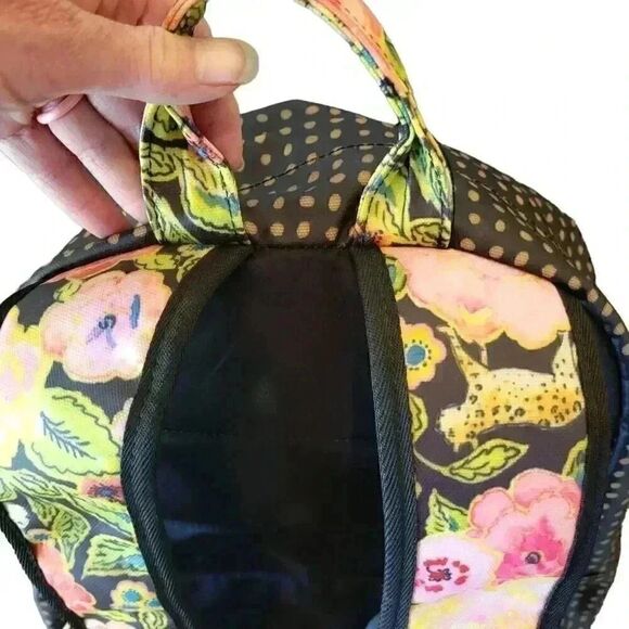 Haute Girl's Black & Gold Polka-dot, Pink Floral Back Pack NEW - Picture 8 of 9